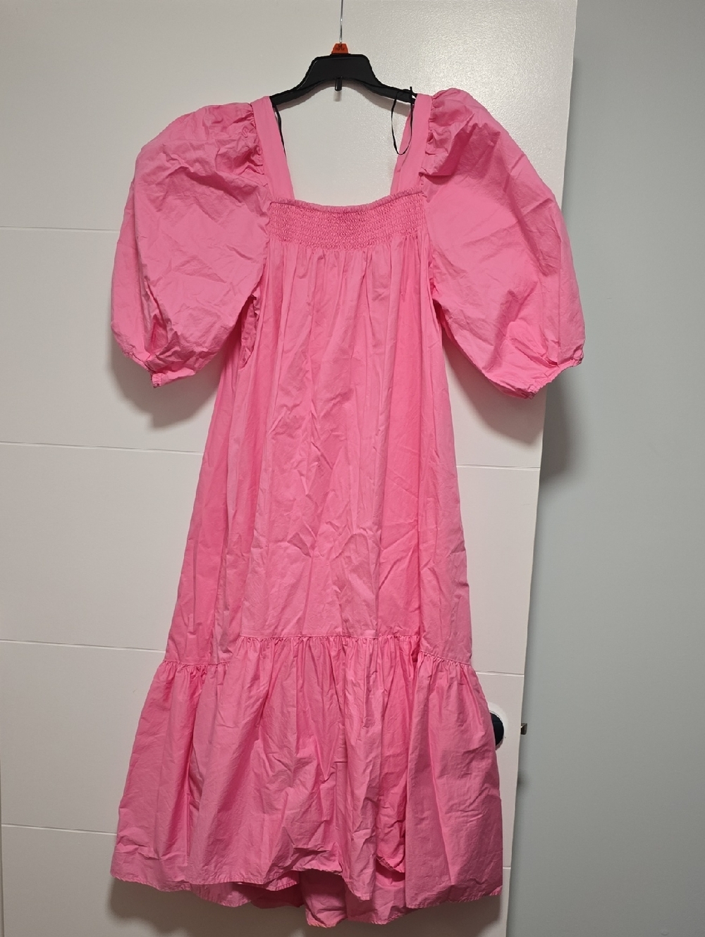 H&M Pink Puff Sleeve Kaftan Maxi Dress M - Picture 1 of 6